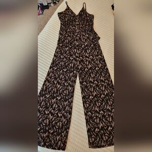Kaileigh Black and Cream Patterned Wide Leg Romper